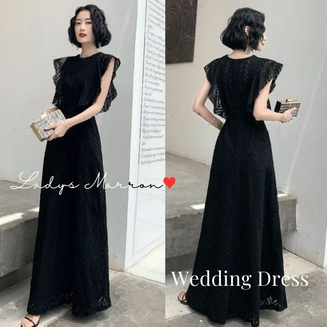 【即納】イブニングドレス 黒 お呼ばれドレス 結婚式 結婚式お呼ばれドレス オケージョンドレス ワンピース かっこいい 二次会ドレス 韓国 マザーズドレス 半袖ドレス ロングドレス 春 夏 秋 冬 可