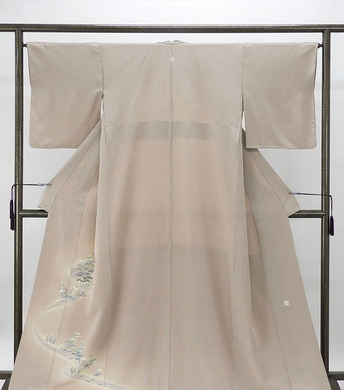 色留袖 正絹 京加賀友禅 二代目上野為二作 身丈162.5cm 裄丈65.5cm 三ツ橘 一つ紋 中古 リサイクル 着物 フォーマル レディース f4060