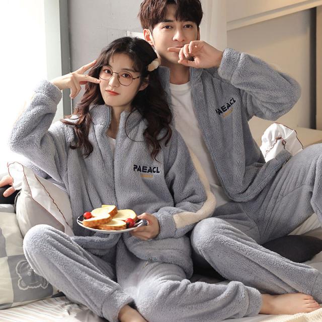 ペアパジャマ ルームウェア モコモコ ペアルック カップル パジャマ レデイース メンズ 寝巻き 上下セット お揃い パジャマ スウェット 厚手