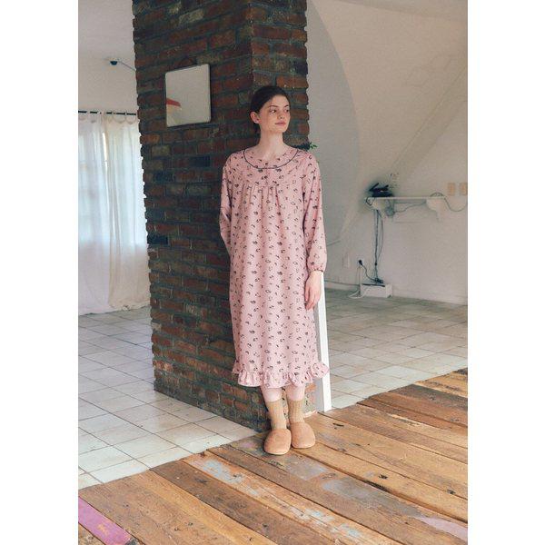 暖かい綿起毛猫プリントワンピースパジャマVGN4552