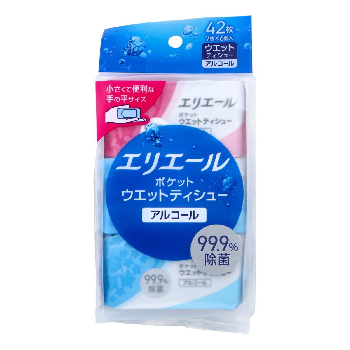 除菌ウェットティシュ 大王製紙 ポケットサイズ アルコールタイプ 無香料 7枚 6個入り X10パック