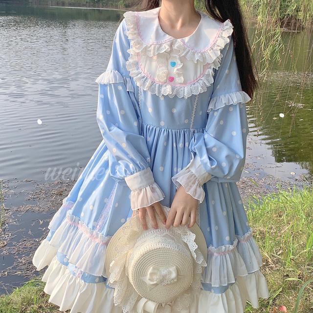 オリジナルデザイン ロリータ OPワンピース かわいい 長袖 ドレス 2026新作