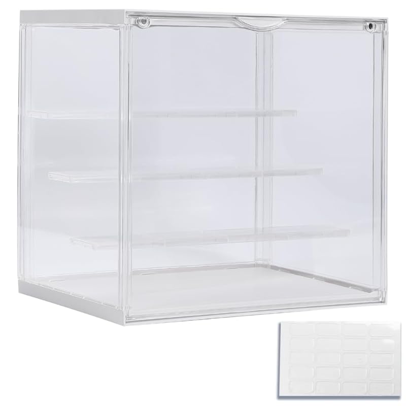 AoAkiSORA コレクションケース フィギュア展示 アクリル製 UVカット 特大 大型 透明 4段 ステージ 取り外し可能で大きなフィギュアも飾れる 磁気付きドア (4段ラージ ホワイト)