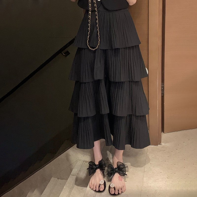 スカート レディース ロング ロング丈 ロングスカート ティアード ウエストゴム 無地 かわいい 可愛い 日常 普段使い デート お出かけ 普段着 10代 20代 30代 春 夏 フェミニン ガーリー