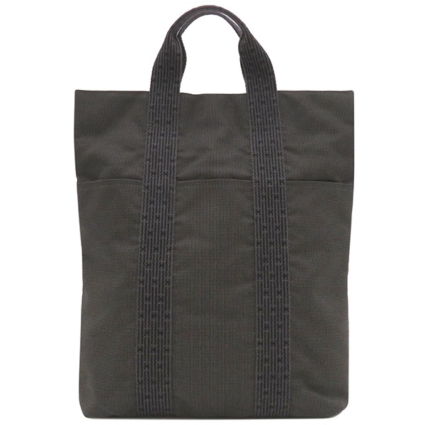 エルメス HERMES トートバッグ エールライン カバス キャンバス グレー シルバー金具【中古】