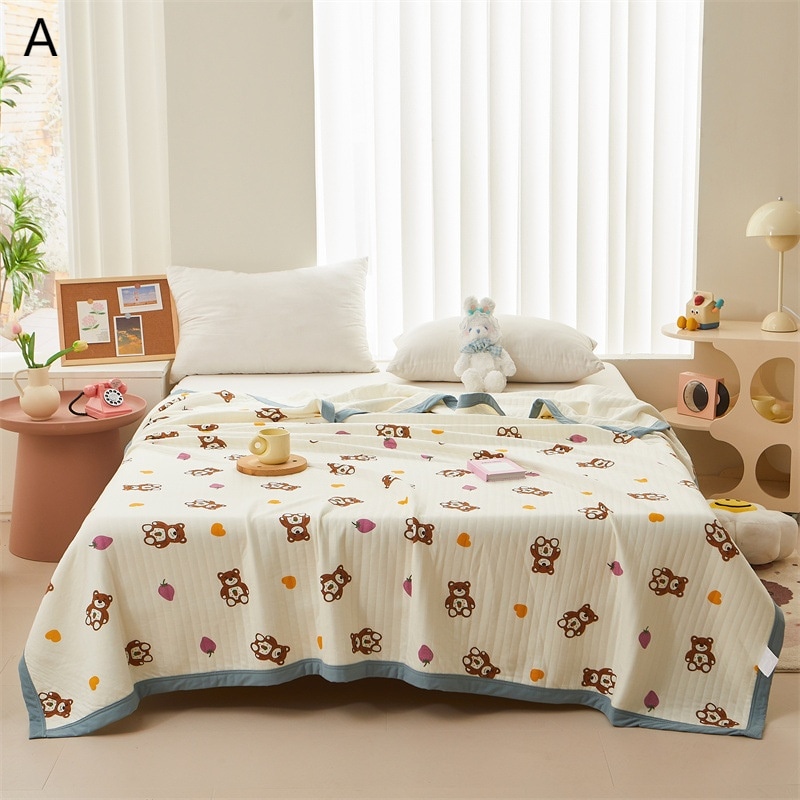 A類母子級棉厚さ三層糸児童アニメプリント夏は肌に優しいガーゼカバー毛布を厚くした