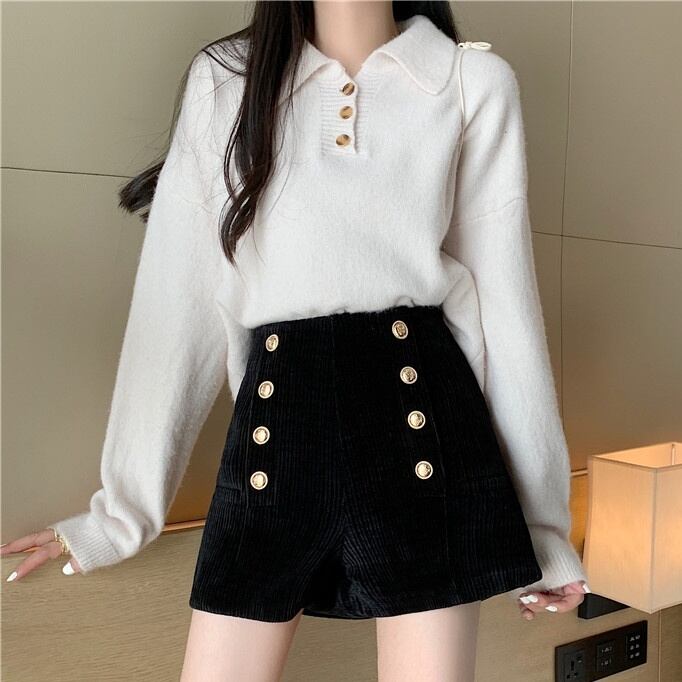 3color レディース ボトムス ショートパンツ コーデュロイショートパンツ コーデュロイ 膝上ショート・ハーフパンツ