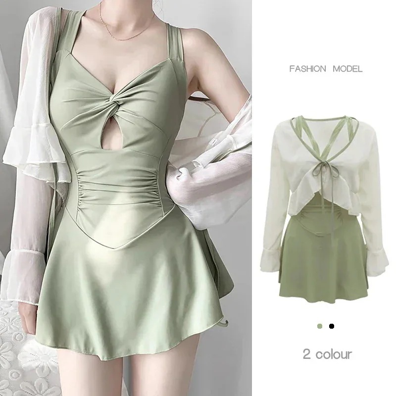 【20点セット】7月の新作特典2025水着女性ワンピースシニアセンス緩いカバーアップ長袖日焼け止め肉シェーディングスキニー値下げセール