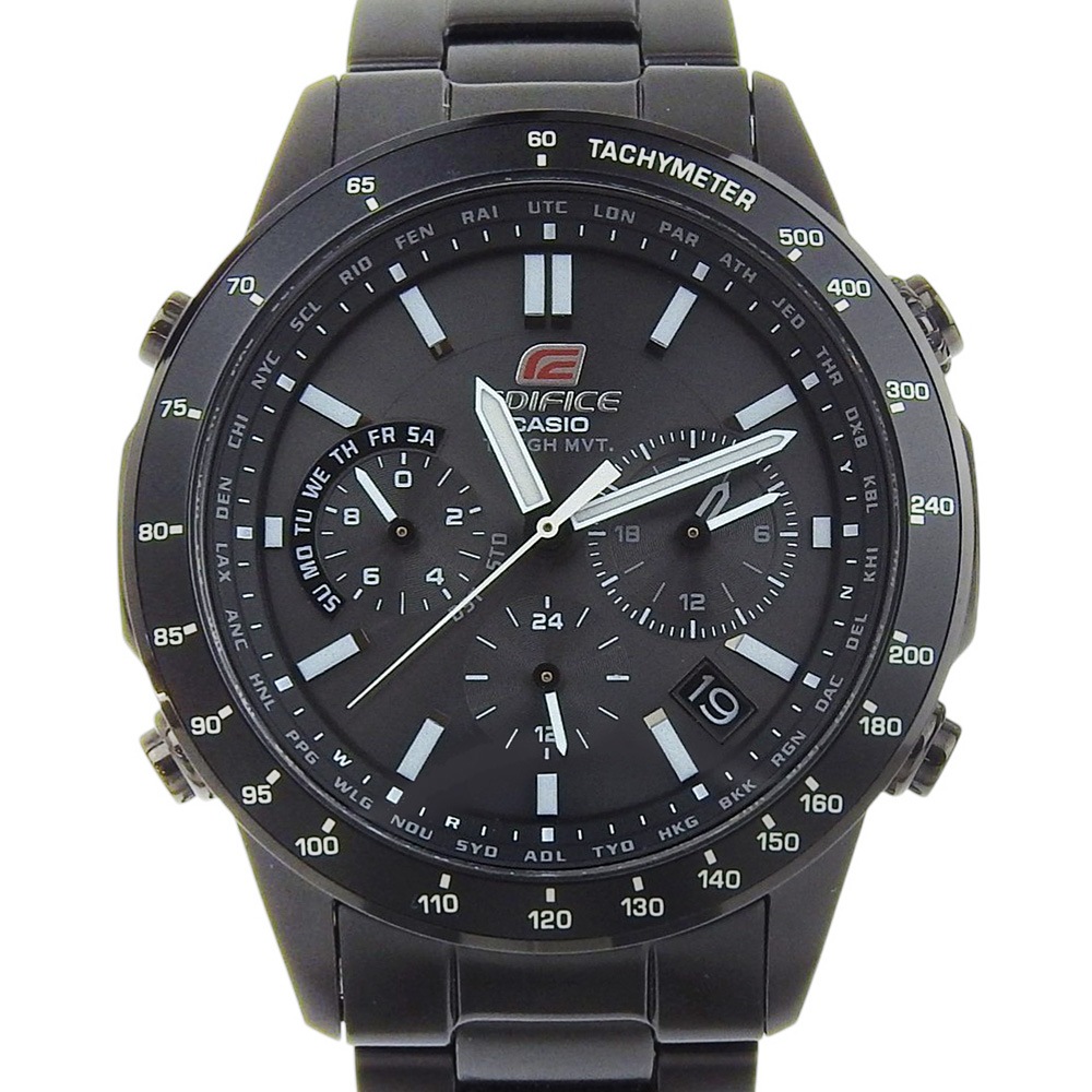 エディフィス マルチバンド6 EQW-550DC-1AJF 腕時計 ステンレススチール タフソーラー アナログ表示 メンズ ブラック文字盤 未使用 Sランク