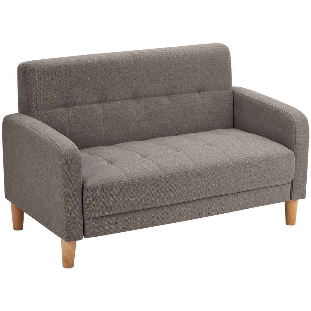 【国内発送】1104ソファー 2人掛け 肘付き 天然木脚 幅約110cm 簡単組み立て 2WAY ファブリック おしゃれ 新生活 北欧スタイル ソファベッド【ライトグレー】