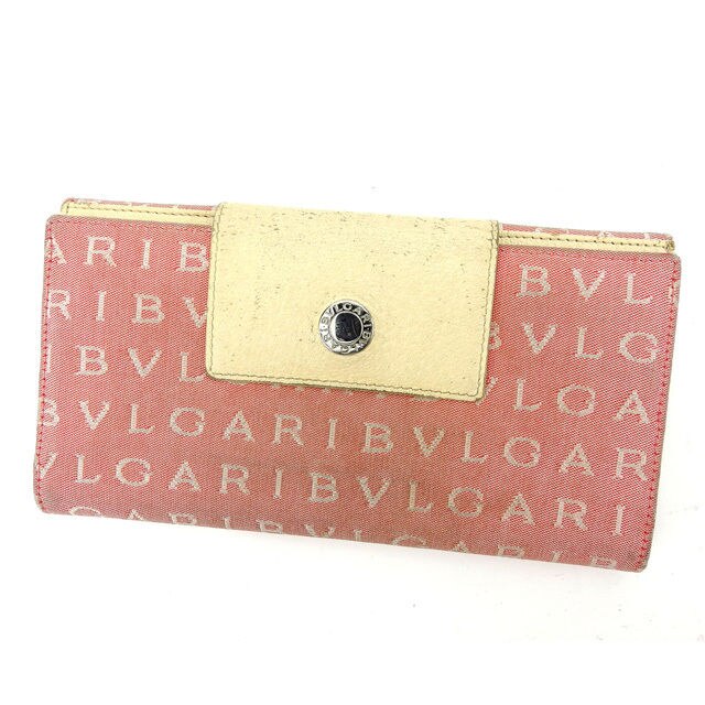 長財布 Wホック 三つ折り レッド ベージュ シルバー 中古 L623