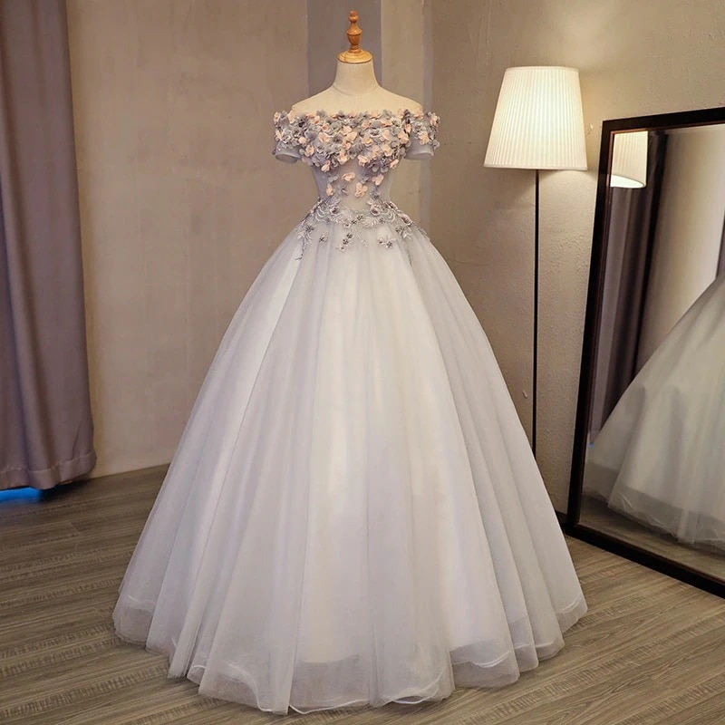 クリスマスドレス二次会　演奏会　発表会　結婚式ハンドメイドフラワーワンピースボートネックワンピースレディース切り替えドレスロングワンピースワンピースワンピース結婚式ドレスサ