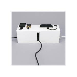 （まとめ） バッファロー ケーブルボックス 電源タップ＆ケーブル収容 Lサイズ ホワイト BSTB01LWH 1個 2セット