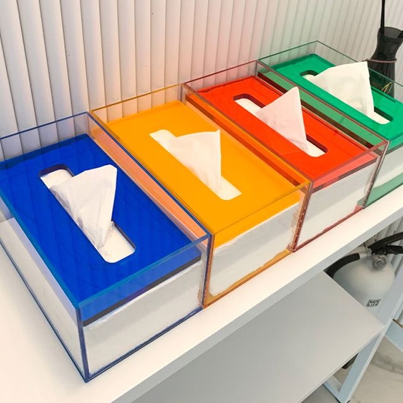 アクリル角ティッシュキッチンタオル収納ケース 長方形