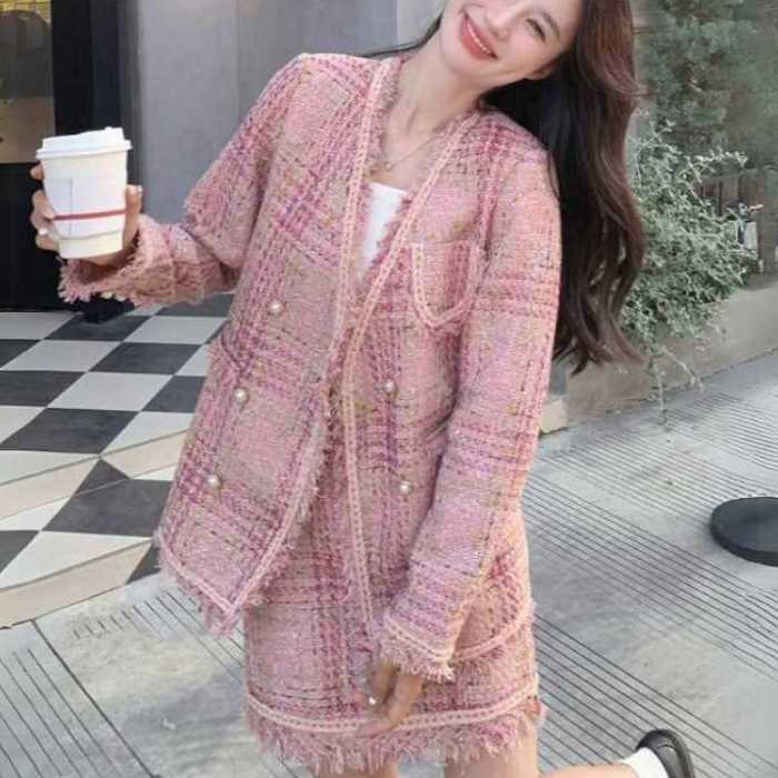 きれいめ レディースファッション ツィード セットアップ レディース S M L XL