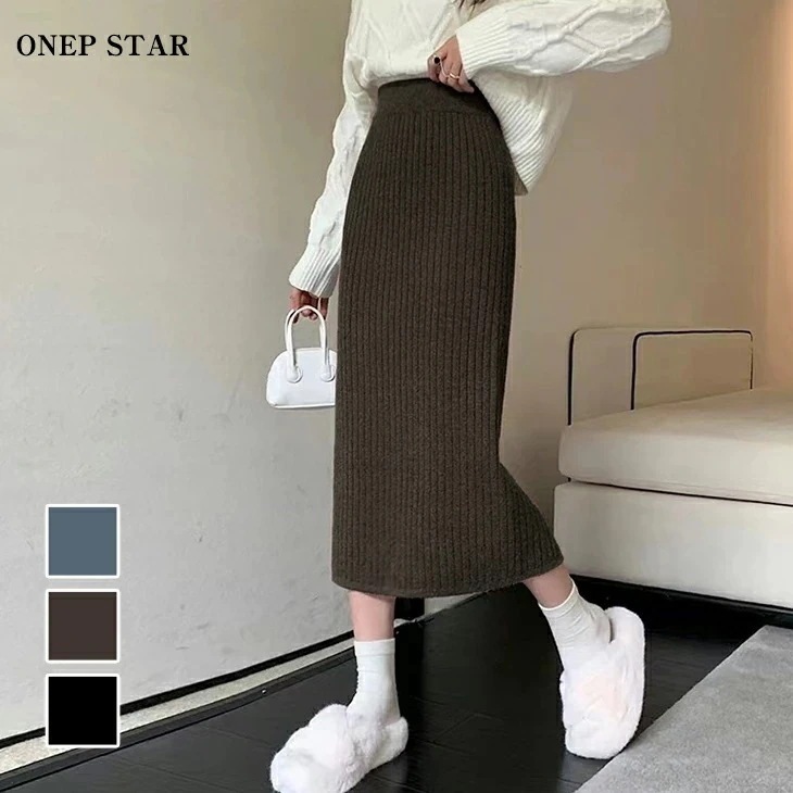 ハイウエスト タイトスカート ボ スカート リブ素材 ゆったり 楽ちん カジュアル オフィス 仕事着 あったか 暖か AW ロング レディースファッション 代 30代 4,998円