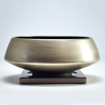 盆栽鉢 寄植え 須磨銀L【受け皿付き】幅約22cm(内寸幅約16cm)高さ約9cm 寄植え 陶器鉢 受け皿付き 艶消し モダン 大型 盆栽 和モダン 盆栽妙