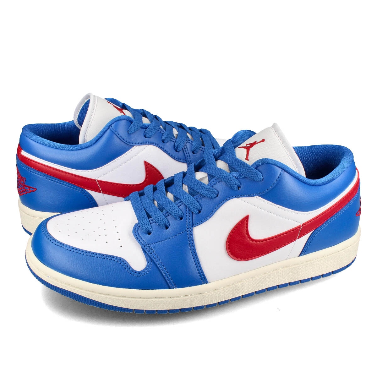 WMNS AIR JORDAN 1 LOW SPORT BLUE/GYM RED/WHITE/SAIL