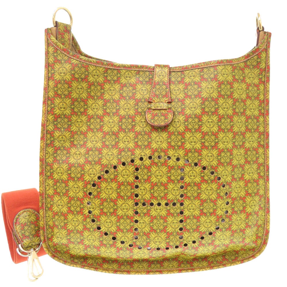 美品 エブリンGM 太陽 solar ショルダーバッグ レザー/レザー イエロー X刻印 0912【中古】 レディース