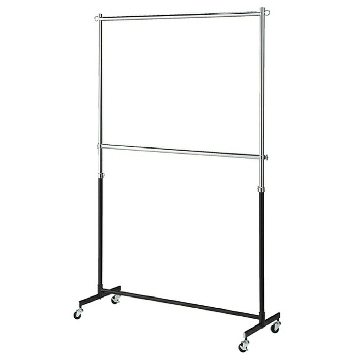 エントリーでポイント5倍！11月4日20:0011月11日1:59重量用2段ハンガーラック 幅120cm 黒 1台ハンガーラック シンプル 業務用 頑丈 洋服掛け パイプハンガー コートハンガー 伸縮