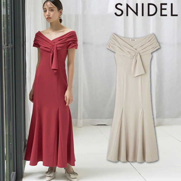 【SALE60%OFF】【即納】 スナイデル SNIDEL ワンピース リボンモチーフドレス ロング丈 半袖 オケージョン swco244110