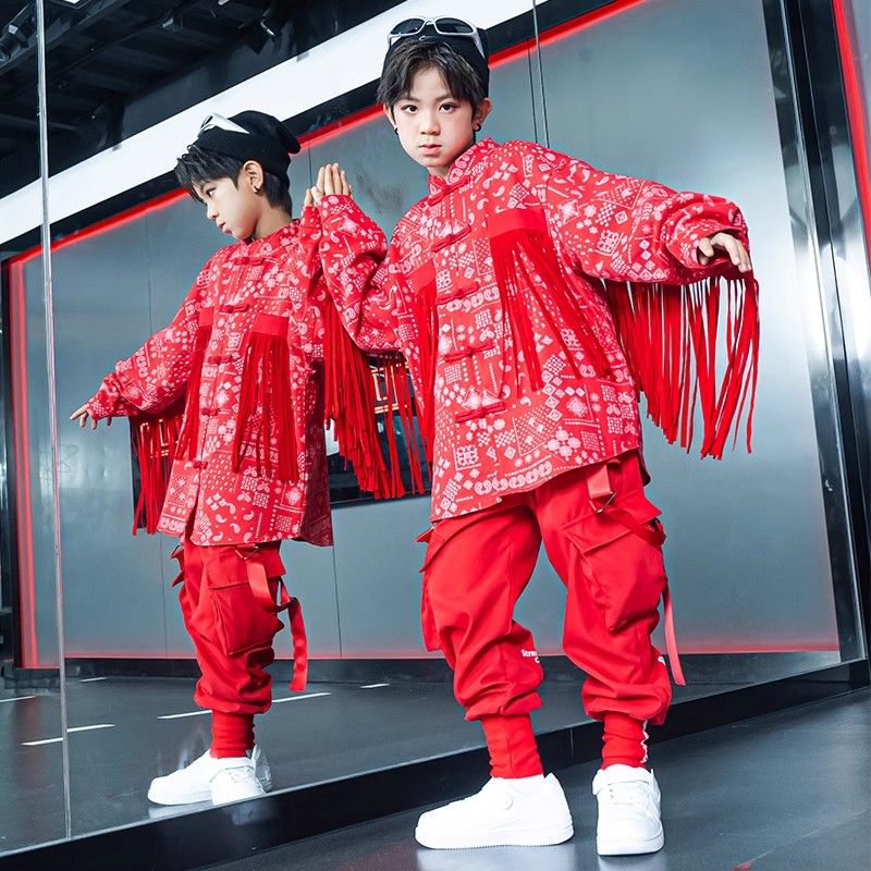 【93% 好評価率】元旦児童公演服国潮街舞hiphop架子鼓秋冬揚げ街児童潮服セット中国風 5,654円