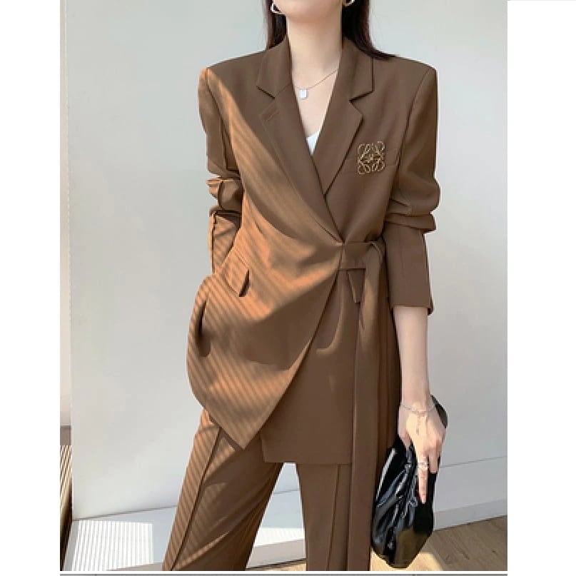 上下２点セット ツーピース セットアップ スーツ パンツスーツ ハイエンドスーツ ビジネススーツ テーラードジャケット ウエストリボン おしゃれ エレガント きれいめ スマート フレンチ lsu016 10,564円