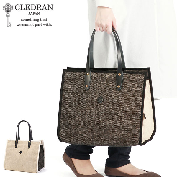 トートバッグ レディース ファスナー付き ブランド 肩掛け ナチュラル HAND&WORK BICOLOR COTTON JUTE TOTE CL-3664