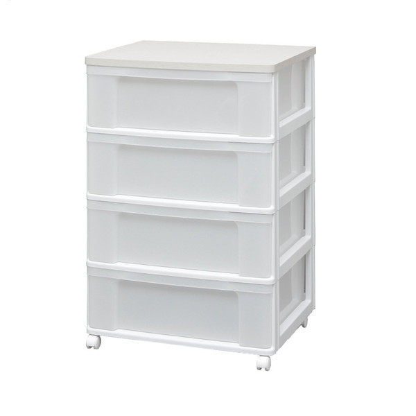 W654P ホワイト/ホワイト [ウッドトップチェスト 4段 幅63.2cm 完成品] メーカー直送