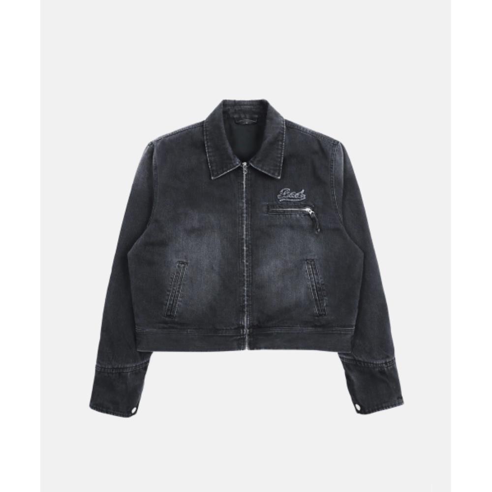 BADBLOOD Embossed B Denim Trucker Jacket Black w-jkt24-0