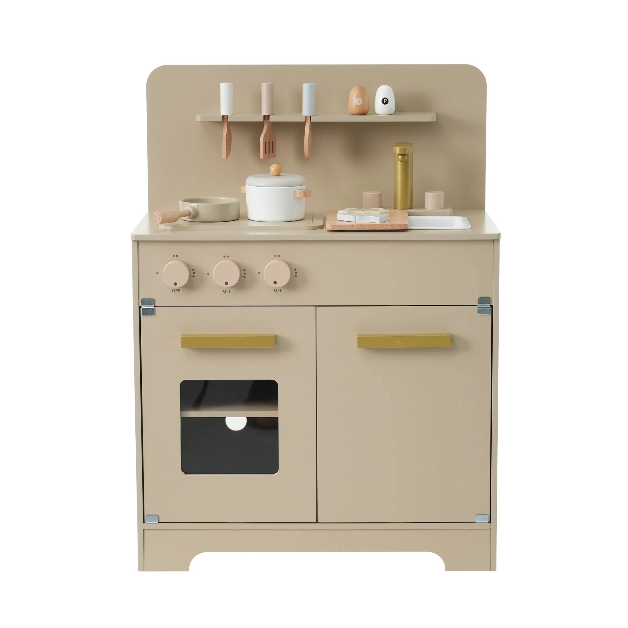 【248】おままごと キッチン 木製 調理器具付き ままごとセット 誕生日 台所 知育玩具 子供用 子供 収納 まねっこ コンロミニキッチン おもちゃキッチン キッズ ベビー 【グレーピンク】