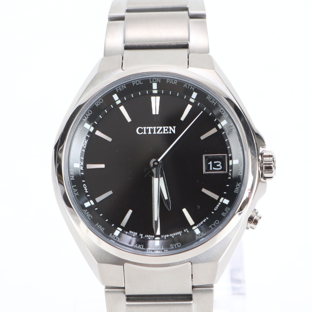 極美品 CITIZEN アテッサ エコ ドライブ H149-S118921 腕時計 シルバー メンズ EUM DN17-3 中古