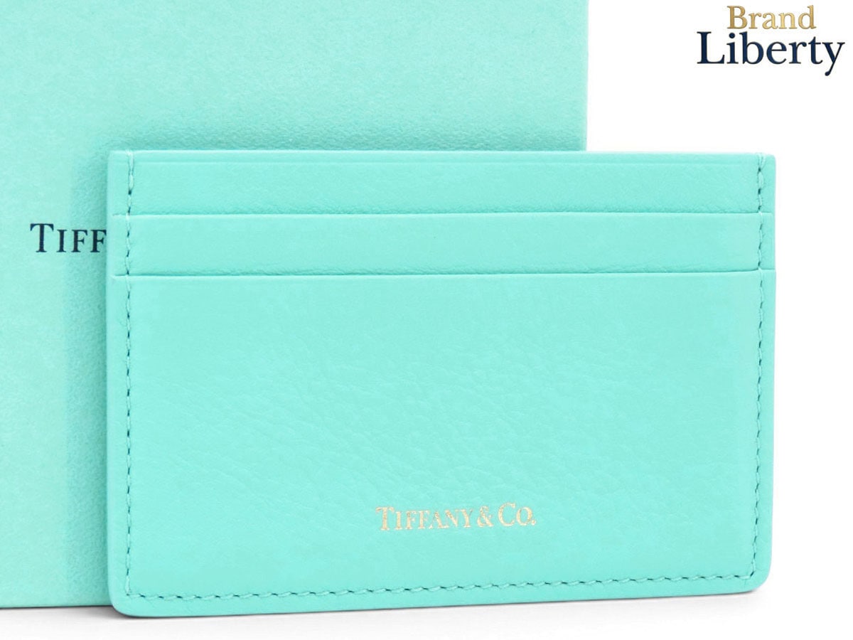 新古品ティファニーTIFFANY&Co.レザーカードケースパスケース名刺入れティファニーブルーレザー
