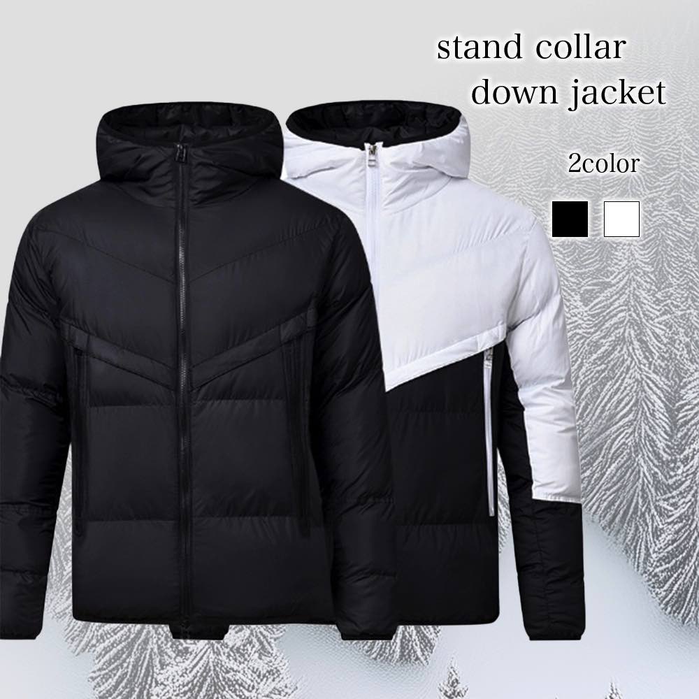 ダウンジャケット メンズ スタンドカラーダウンジャケット 人気 高級 大きいサイズ 春 軽量 フード 細身 ダウン 40代 スリム 黒 冬 光沢 暖かい コスパ コート 秋 アウター おすすめ 白 中