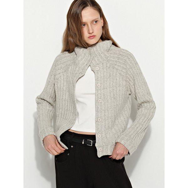 ハイネックニットカーディガン アイボリー