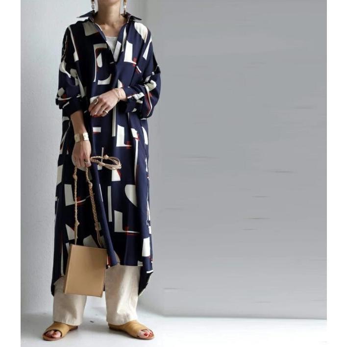 シャツワンピース ワンピース ロングワンピース ワンピース 秋 春 長袖 レディース 大きいサイズ きれいめ ミモレ 膝丈 無地 チュニック 40代