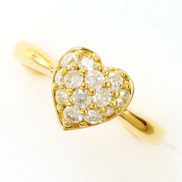 K18 18金 YG イエローゴールド リング 指輪 7.5号 ダイヤ 0.39 ジュエリー 中古