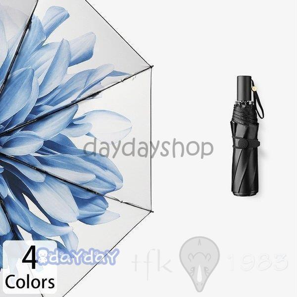 傘 レディース 可愛い 晴雨兼用 耐風 折りたたみ傘 折り畳み傘 ジャンプ おしゃれ 軽量 花柄 お花 フラワー 華やか プリント柄 着物 浴衣 ブルー