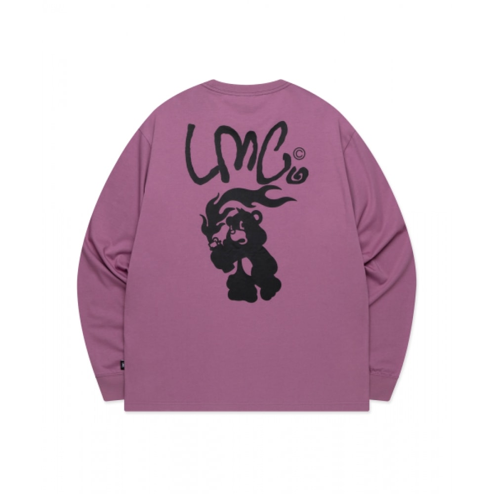 LMC フレイムベアロングシルバー T シャツダークパープル