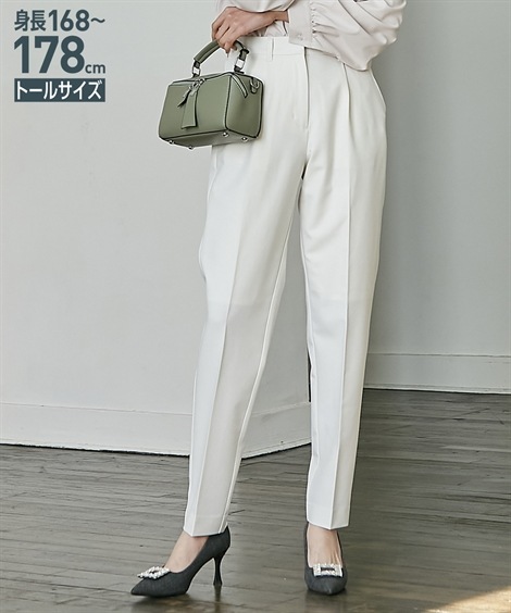 パンツスーツ 高身長　タックテーパードパンツ トールサイズ