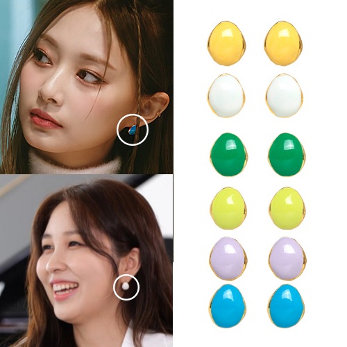 [TWICEツウィクォンジナ協賛イヤリング] Pastel Stone [韓国人気女性アイドル着用 ] 韓国女性アクセサリー デイリーアクセサリー 人気ジュエリー 韓国ファッションジュエリー