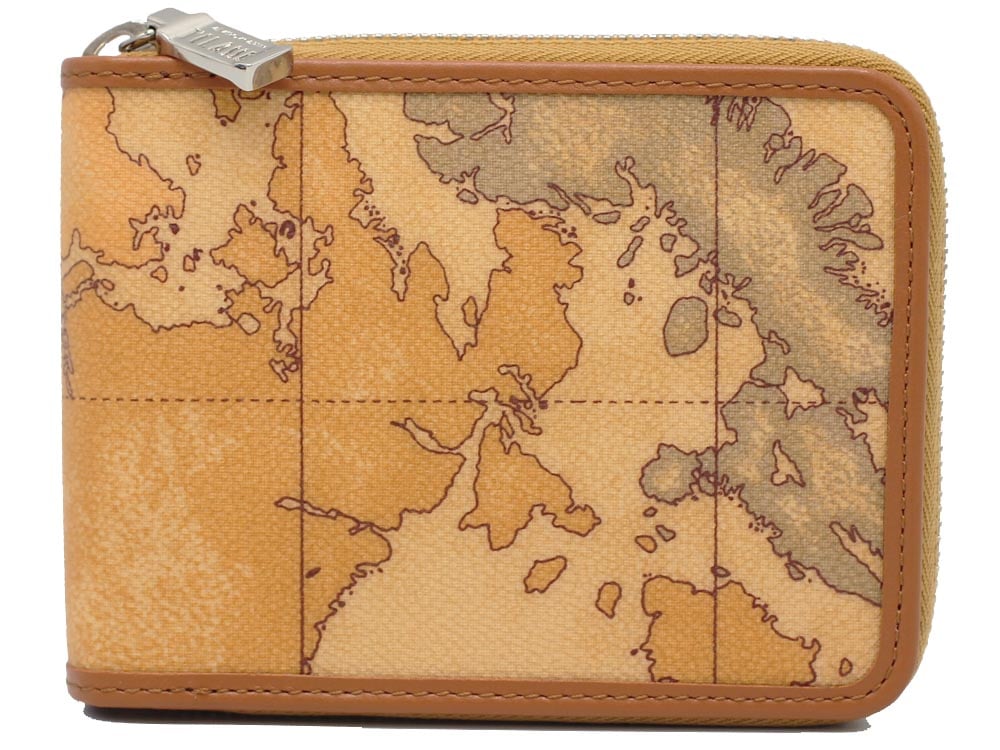 PRIMA CLASSE CW121-6000 プリマクラッセ ラウンドファスナー二折財布 ベージュ（地図柄）/キャメル/ゴールド /裁断箇所により地図柄が異なります