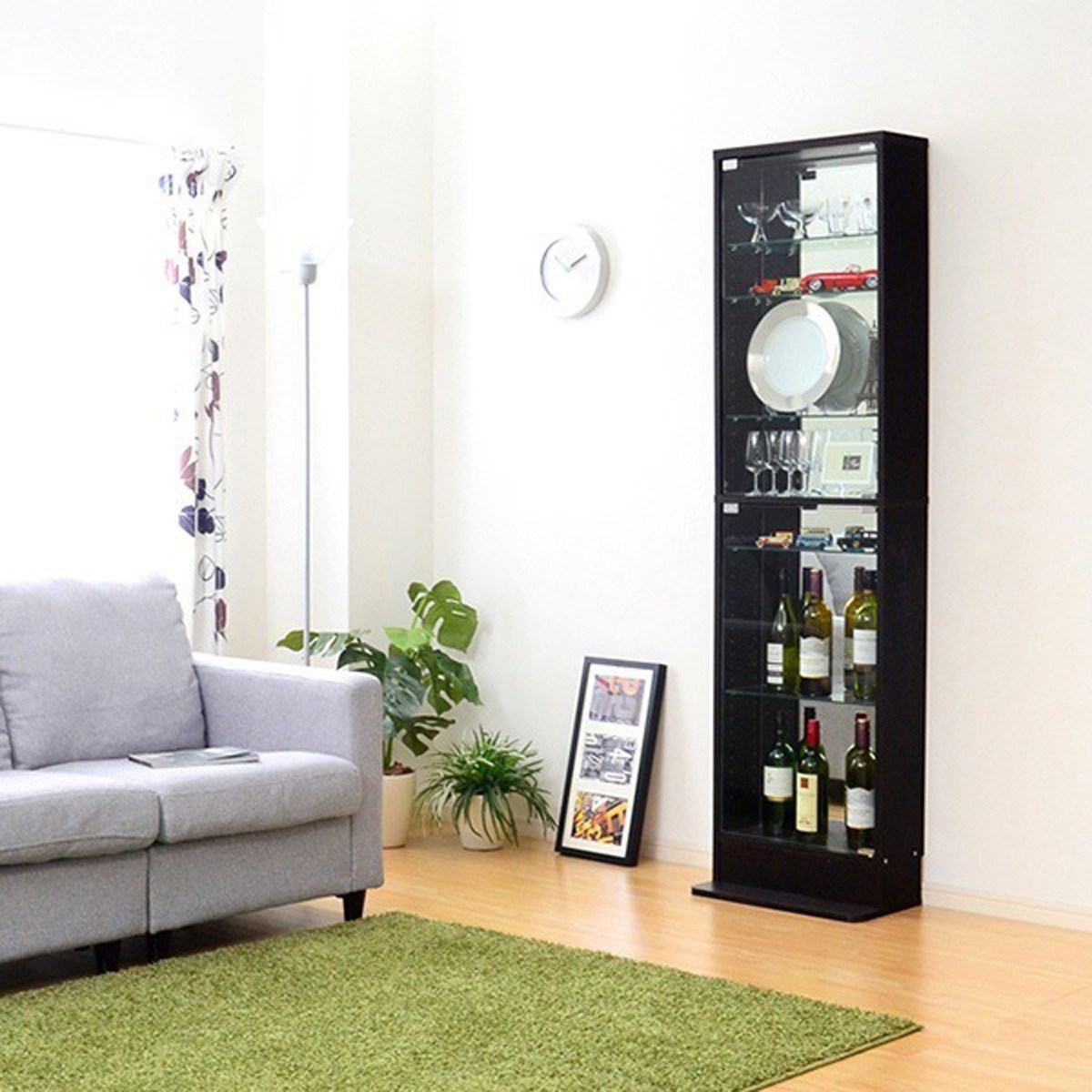 コレクションラック Luke-ルーク 浅型ハイタイプコレクションケース 壁面収納に ホワイト ダークブラウン