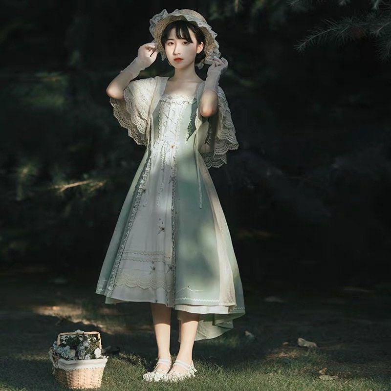 送料無料新作オリジナル高質ロリータワンピースとショールセットアップLolita 二次元かわいい新作公主 かわいい ロリ学園祭 A13