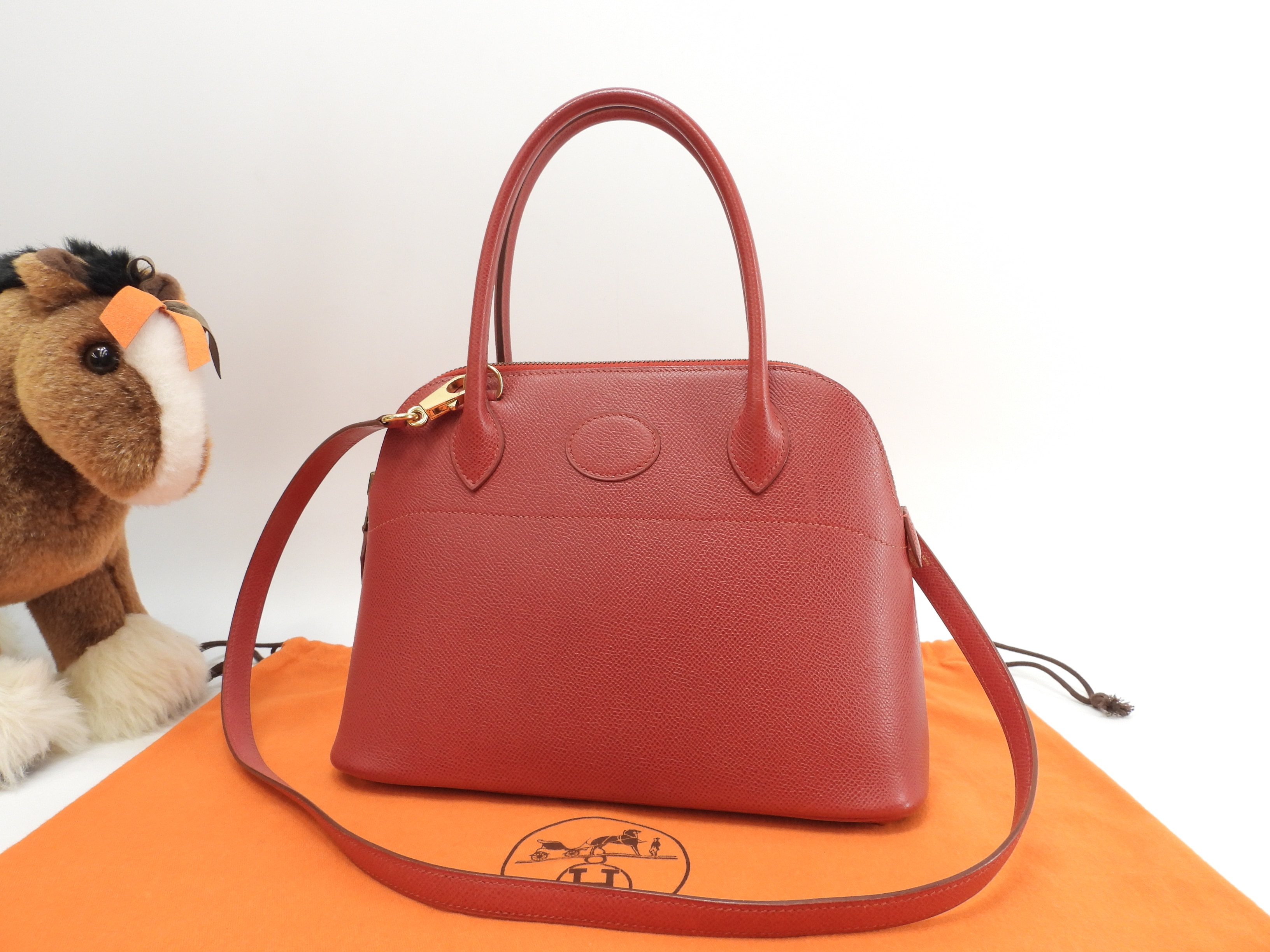 ボリード27 エプソン 赤 ゴールド金具 ミニハンドバッグ s付トートバッグ@Z