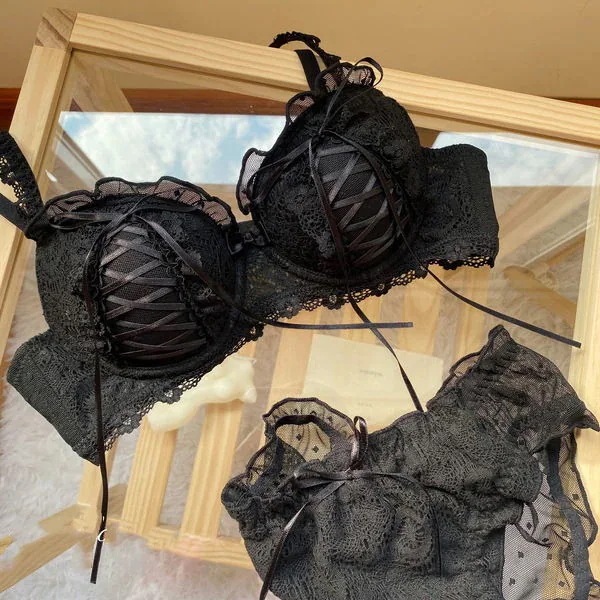 【当店の】新調したいナイトブラ日系 ノンワイヤーブラジャー上下セット 補正脇肉韓国ファッション 超盛れる セクシー可爱ッ