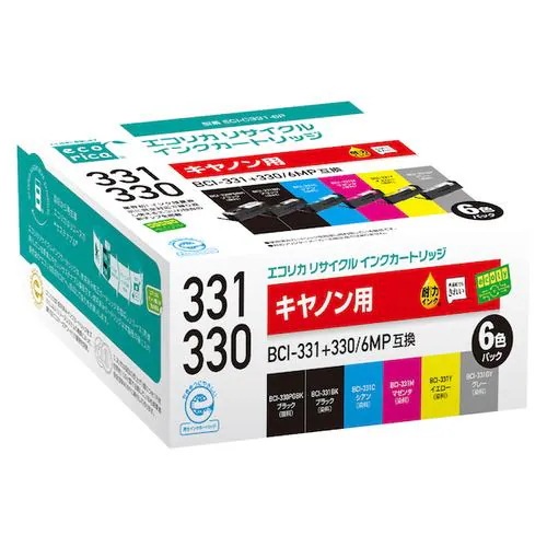 エコリカ ECI-C331-6P BCI-331+330／6MP 互換リサイクルインクカートリッジ 5色パック＋330PGBK互換 ECIC3316P