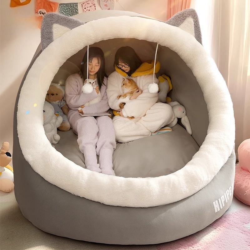かわいい人間用猫用ベッド特大冬用暖かい巨大犬用ベッドは大人が眠るためにソファーで寝たり横になったりできます