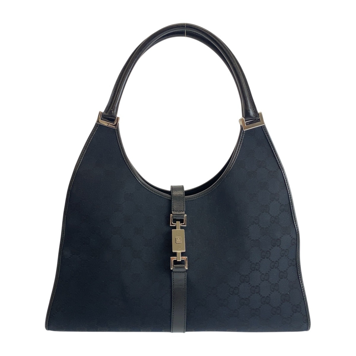 美品 ジャッキー ブラック 黒 シルバー金具 GGキャンバス/レザー 002 1066 ショルダーバッグ レディース 503562