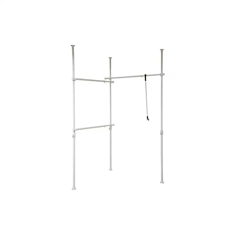 突っ張りハンガーラック 衣類収納 幅160-292cm 耐荷重 90kg トリプル コーナーにも 大容量 縦横伸縮 引っ掛け棒付属 組立かんたん 工具不要 ホワイト WJ-795R(WH